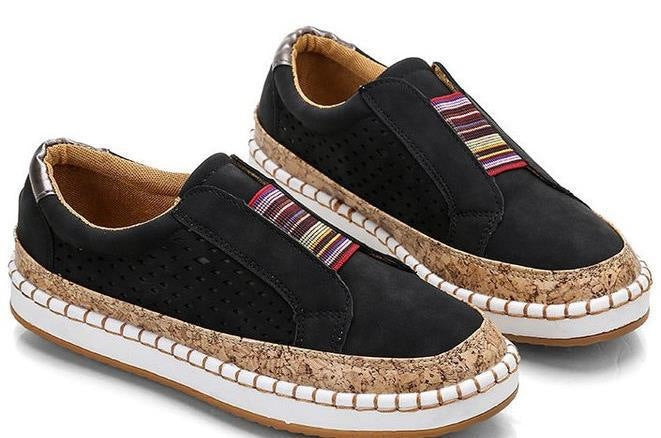Damen Komfort-Slip-On-Sneaker aus Veloursleder mit elastischem Mehrstreifen-Dehnband und geflochtenem Espadrille-Detail Shop Nory