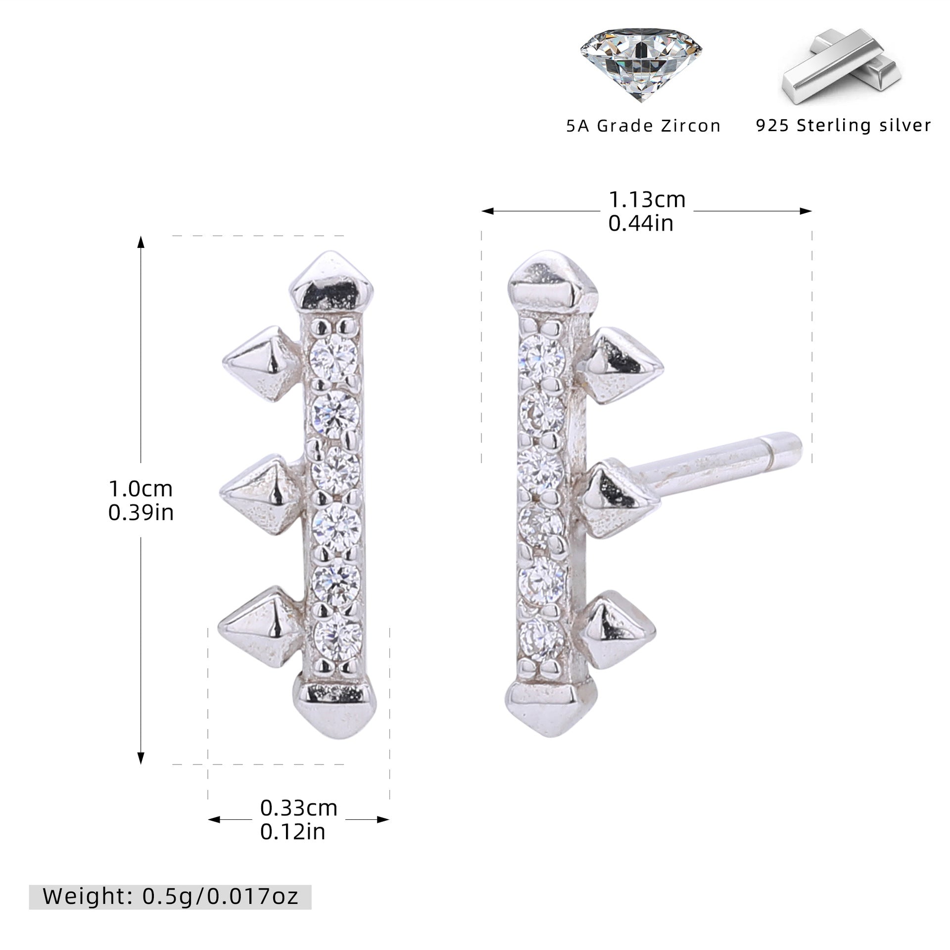 Damen Ohrstecker mit modernem Pfeil-Design aus 925 Sterling Silber Shop Nory
