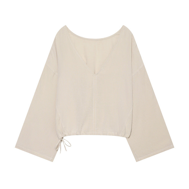 Damen Haremshose mit hohem Smokbund, weitem Fall und verstellbaren Kordelabschlüssen Shop Nory