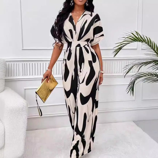 Damen Eleganter Jumpsuit mit weit geschnittenem Bein und raffiniertem Design