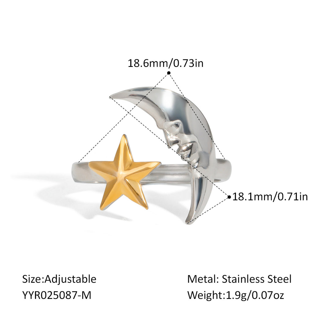 Damen verstellbarer Edelstahlring mit doppeltem Glanz Shop Nory