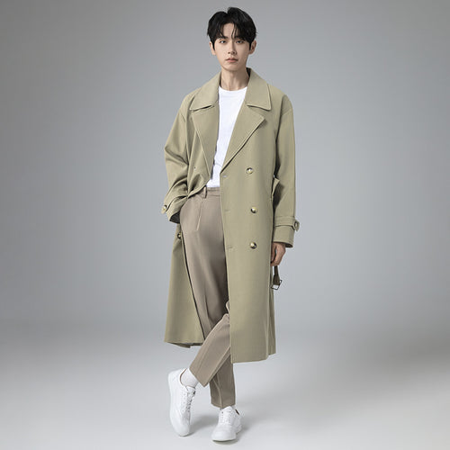 Herren Maxilanger Trenchmantel mit taillierendem Gürtel und minimalistischer Silhouette Shop Nory