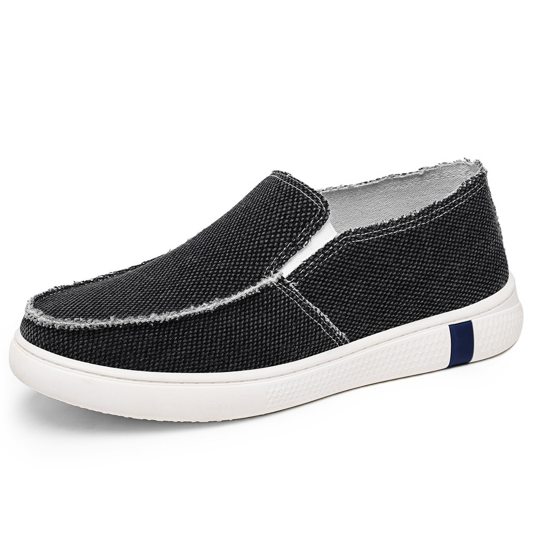 Herren nan lässiger Canvas-Slip-On mit ausgefranster Kante, elastischem Einsatz und griffiger Gummilaufsohle Shop Nory