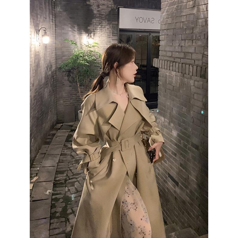 Damen Taillierter A-Linien Trench-Mantel mit breitem Bindegürtel Shop Nory