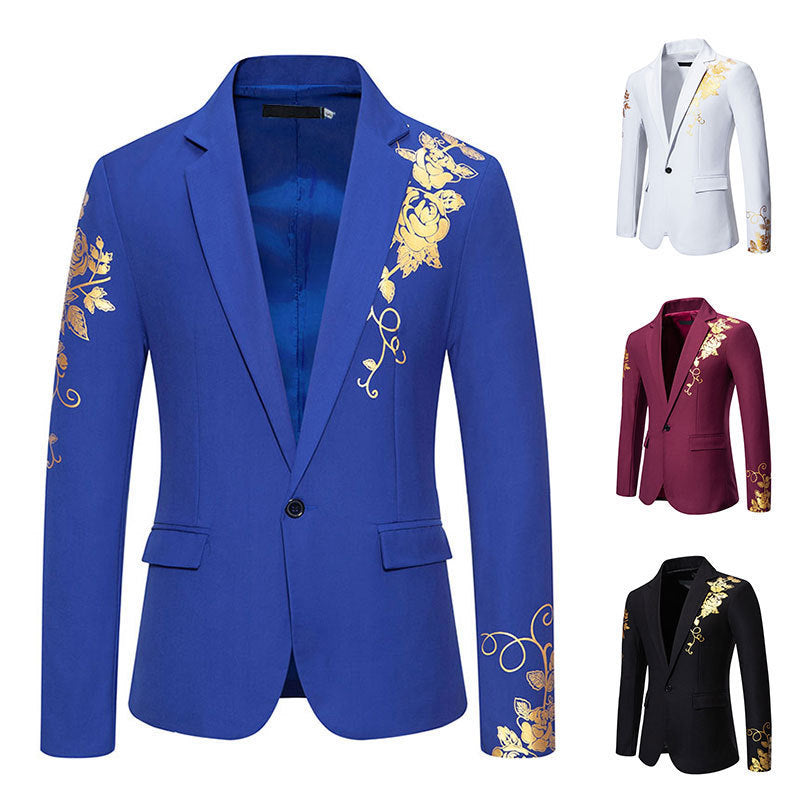 Herren eleganter Blazer mit floralem Stickdesign und feinen Details