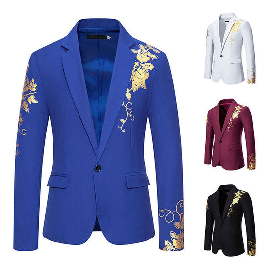 Herren eleganter Blazer mit floralem Stickdesign und feinen Details