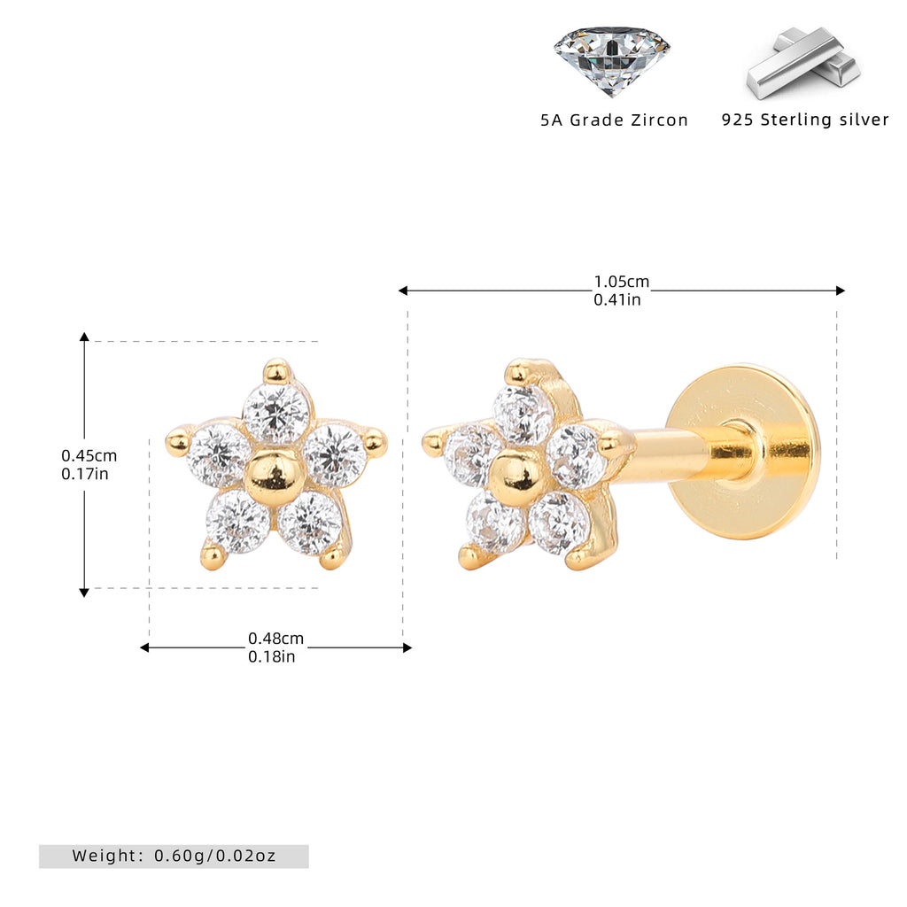 Damen Ohrstecker mit floralem Design aus hochwertigem 925 Sterling Silber und funkelnden Zirkonsteinen Shop Nory