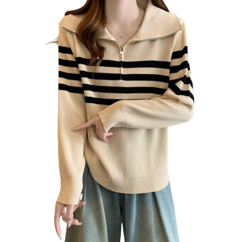 Damen Modischer Pullover mit Stehkragen und Reißverschluss Shop Nory