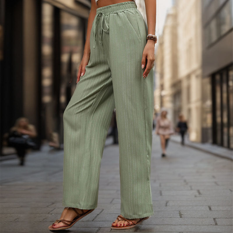 Damen Elegante und bequeme weite Hose mit elastischem Bund und Kordelzug