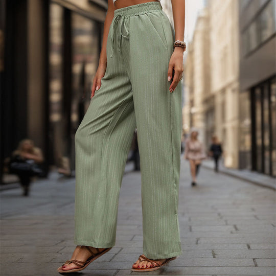 Damen Elegante und bequeme weite Hose mit elastischem Bund und Kordelzug