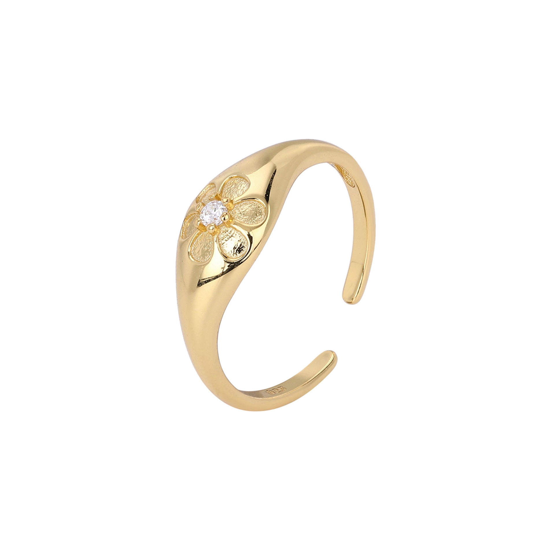 Damen Ring mit Blumenmotiv und funkelndem Zirkonbesatz Shop Nory