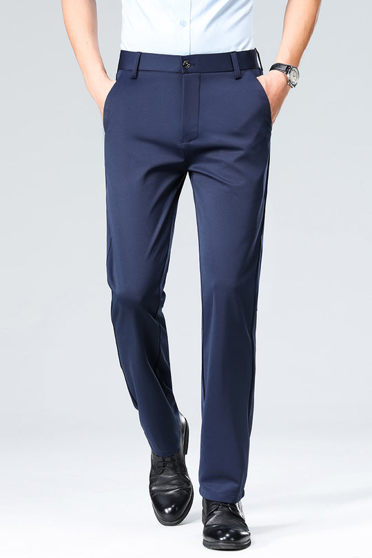 Herren Elegante gerade geschnittene Stretch-Businesshose mit Bügelfalte Shop Nory