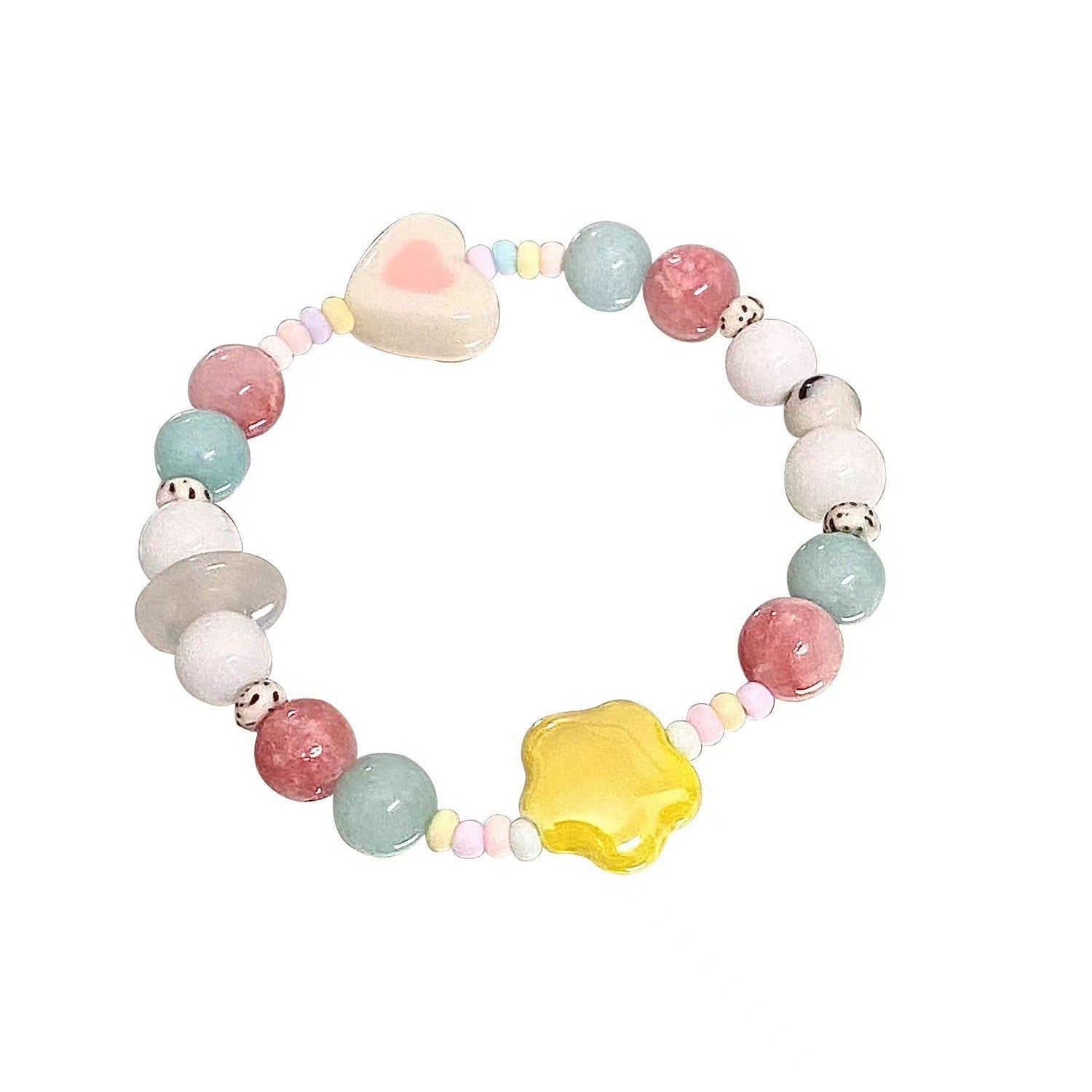 Damen Armband mit bunten Halbedelsteinen und verspielt gestalteten Anhängern Shop Nory