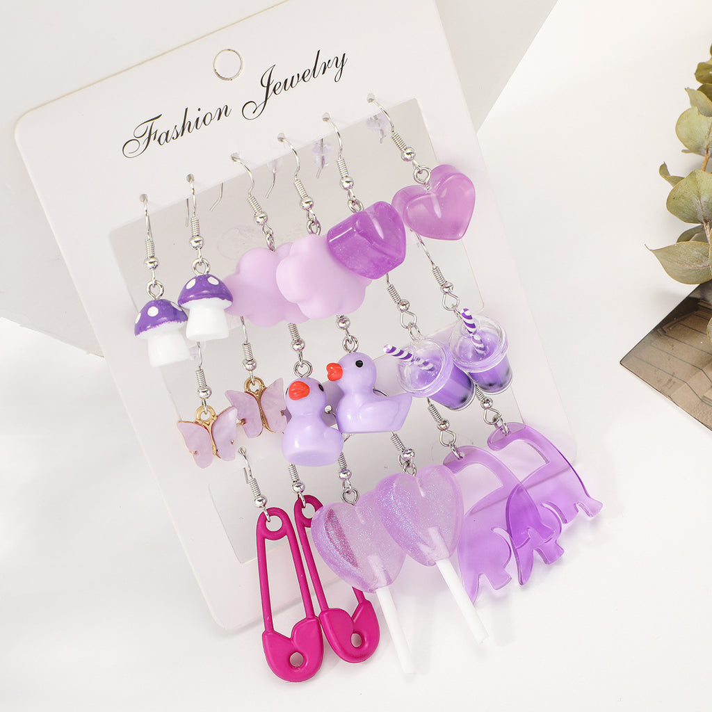 Damen Ohrhänger Set mit bunten Anhängern in verspieltem Design Shop Nory
