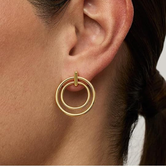 Damen Ohrringe mit doppeltem Ringdesign Shop Nory