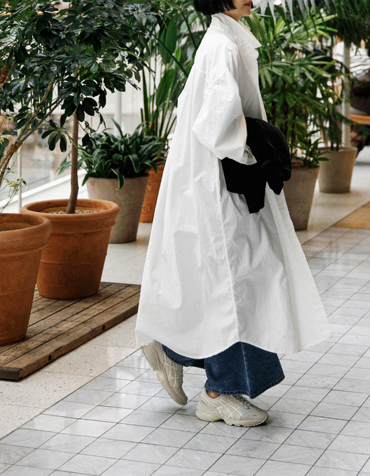Damen Oversize-Hemdblusenkleid mit langem Saum und verdeckter Knopfleiste Shop Nory