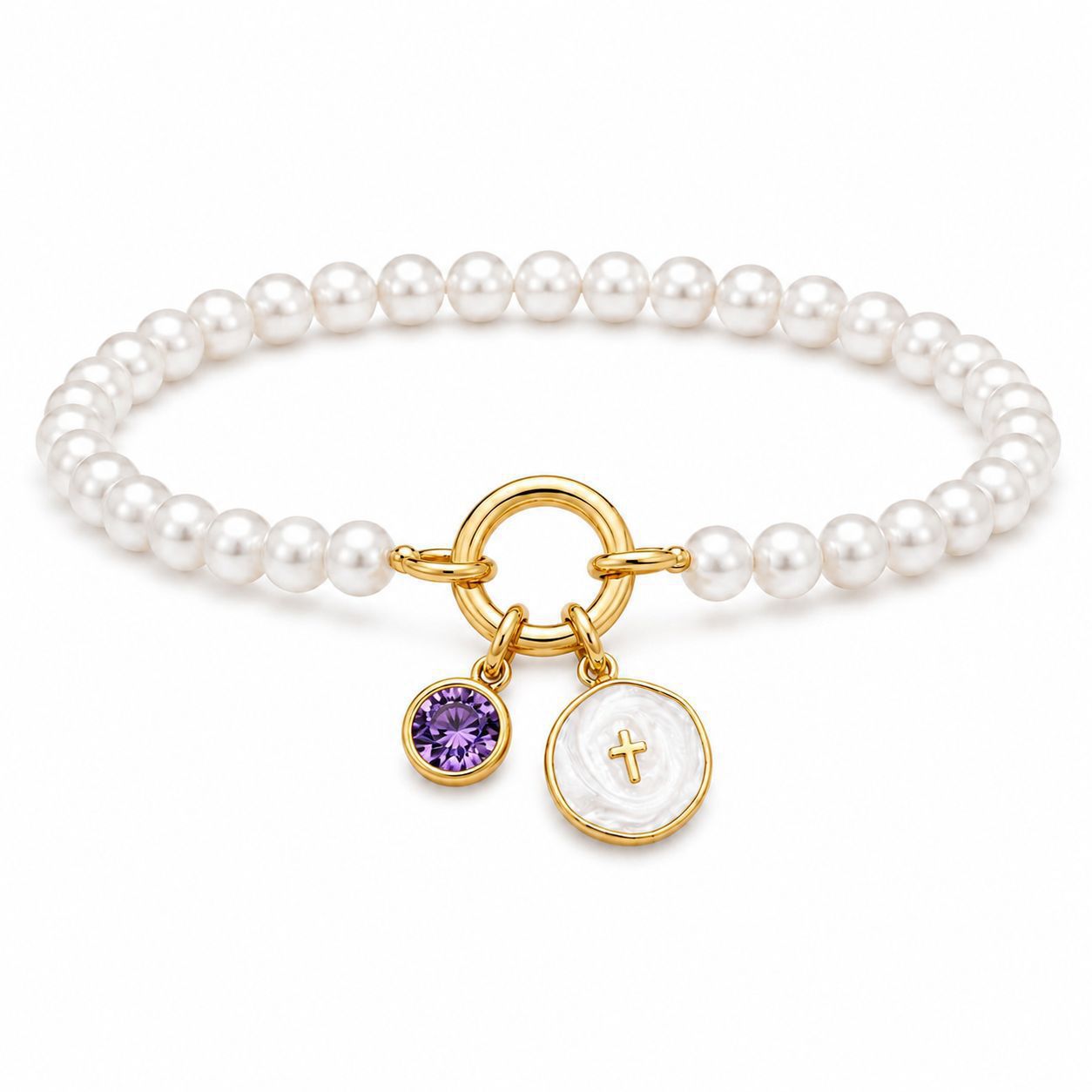 Damen Armband mit Perlen und charmanten Anhängern Shop Nory