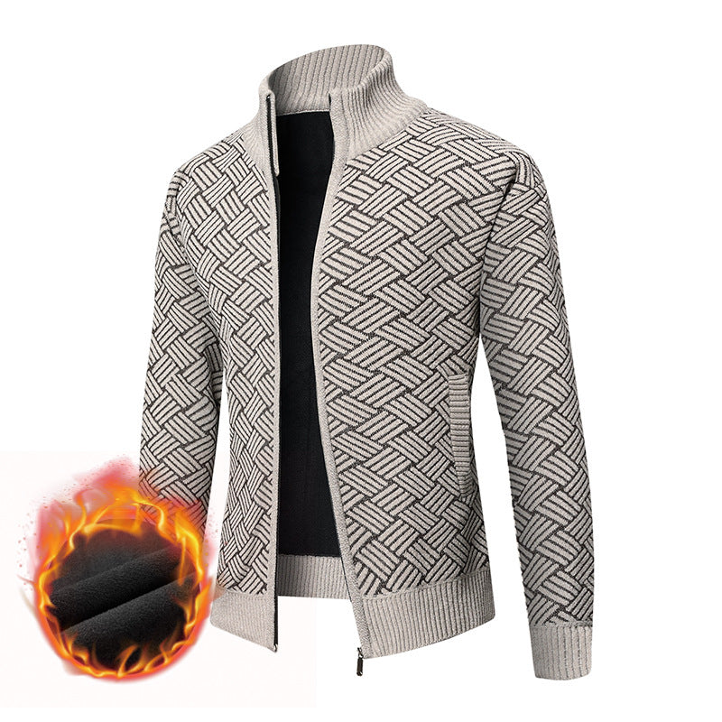 Herren Thermo-Strickzipjacke mit Jacquardmuster und Fleece-Innenfutter Shop Nory
