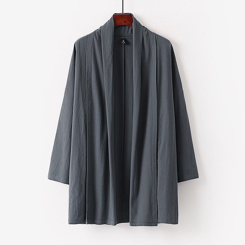Unisex Offene Kimono-Cardigan aus leichter Baumwoll-Leinen-Mischung Shop Nory