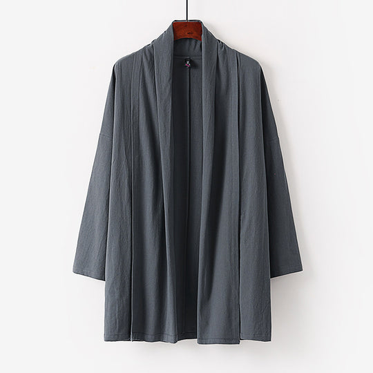Unisex Offene Kimono-Cardigan aus leichter Baumwoll-Leinen-Mischung Shop Nory