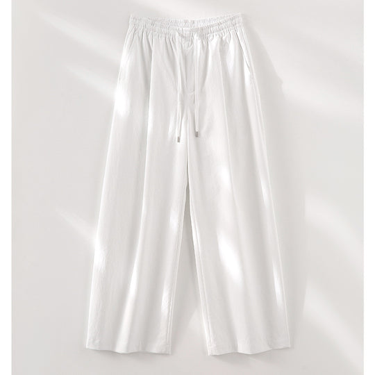 Damen Weite Tunnelzug-Hose mit Elastikbund, geradem Bein und Eingrifftaschen Shop Nory