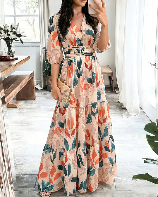 Damen Maxikleid mit Wickeloptik, V-Ausschnitt und geraffter Taillenpartie Shop Nory