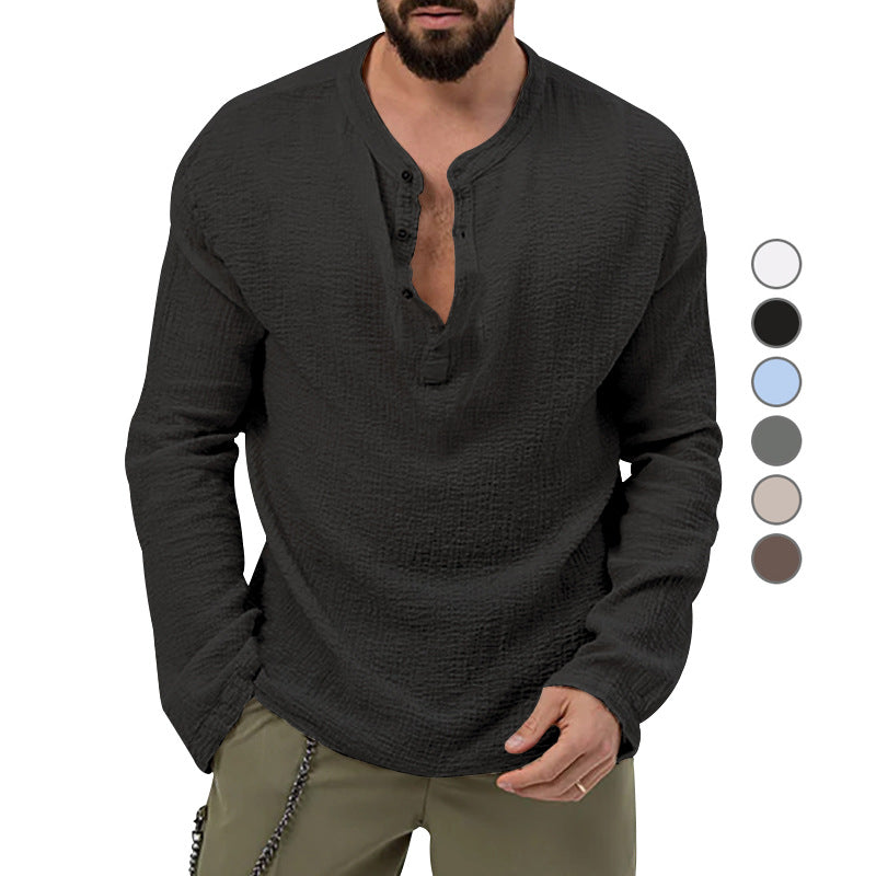 Herren Langarmshirt mit Knopfleiste Shopnory