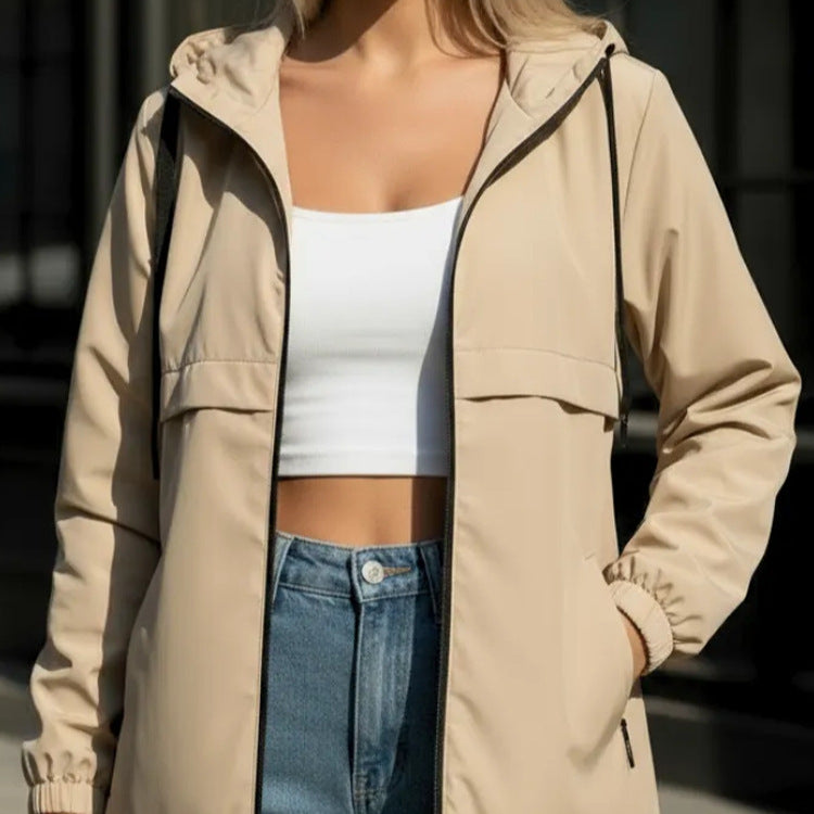 Damen Modische Übergangsjacke mit kapuze