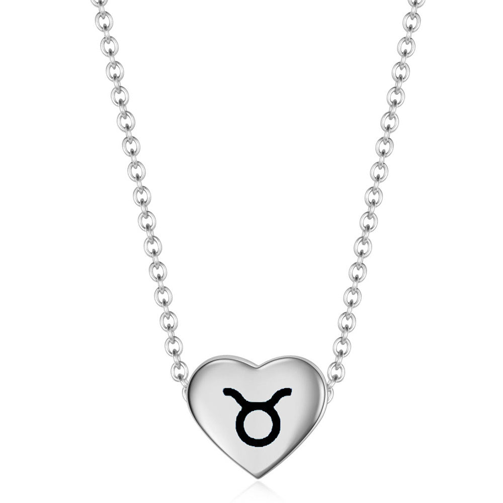 Damen Halskette mit gravierbarem Herzanhänger und astrologischem Symbol Shop Nory