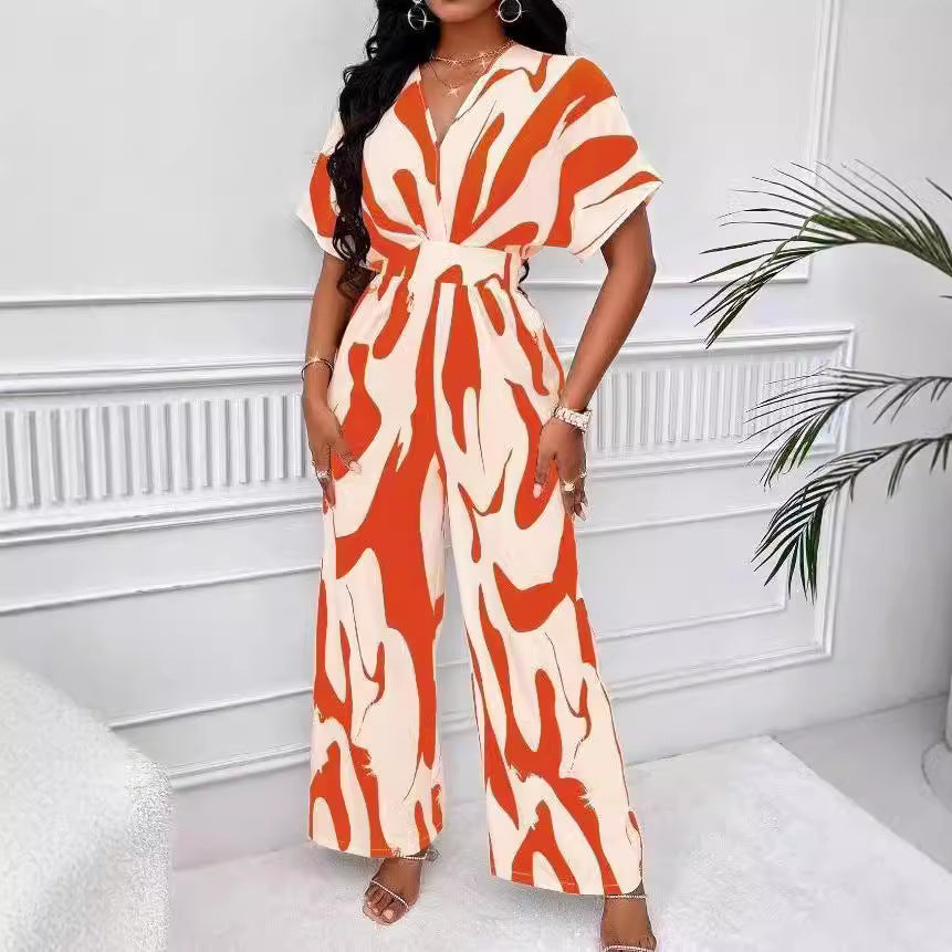 Damen Eleganter Jumpsuit mit weit geschnittenem Bein und raffiniertem Design