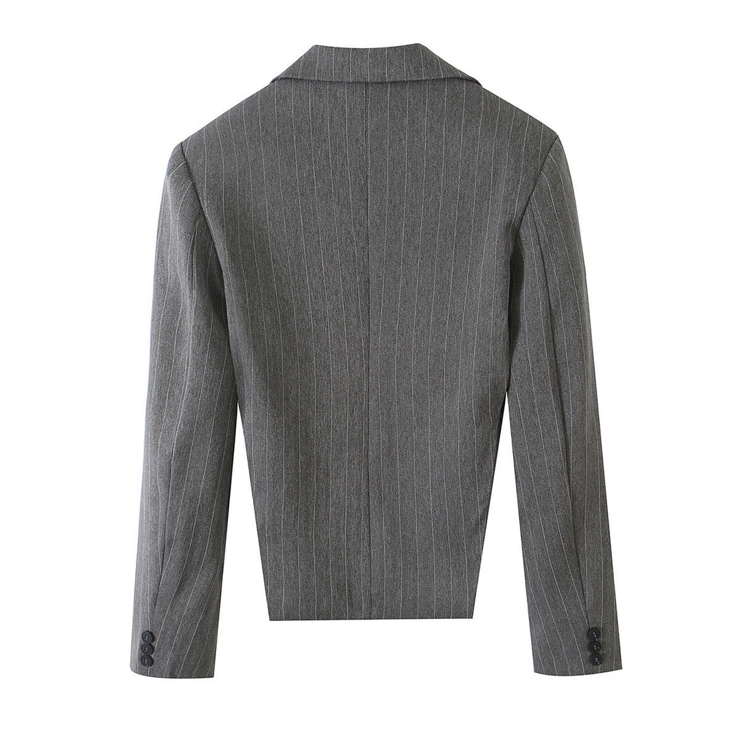 Damen Kurzgeschnittener Nadelstreifen-Blazer mit seitlichen Cut-Outs und Schnürdetail Shop Nory