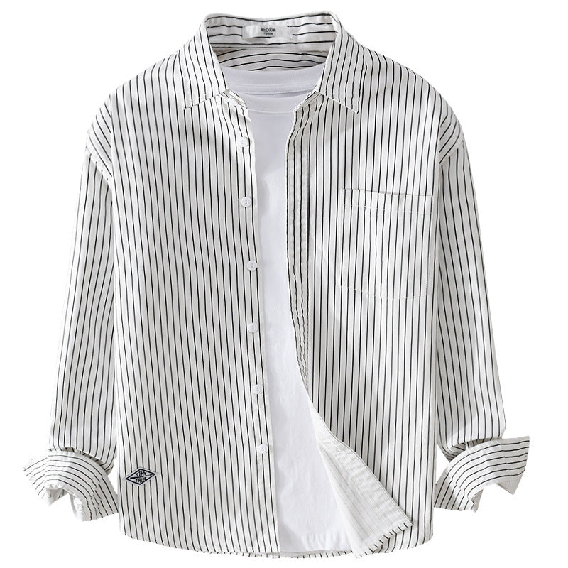 Herren Vertikalgestreiftes Relaxed-Fit Hemdjacken-Overshirt aus leichtem Baumwollmix Shop Nory