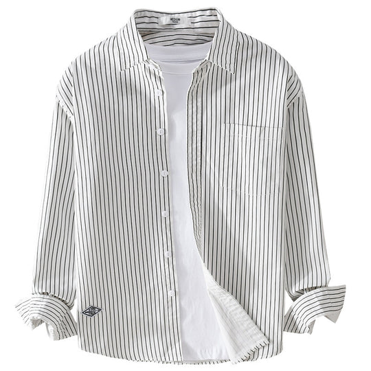 Herren Vertikalgestreiftes Relaxed-Fit Hemdjacken-Overshirt aus leichtem Baumwollmix Shop Nory
