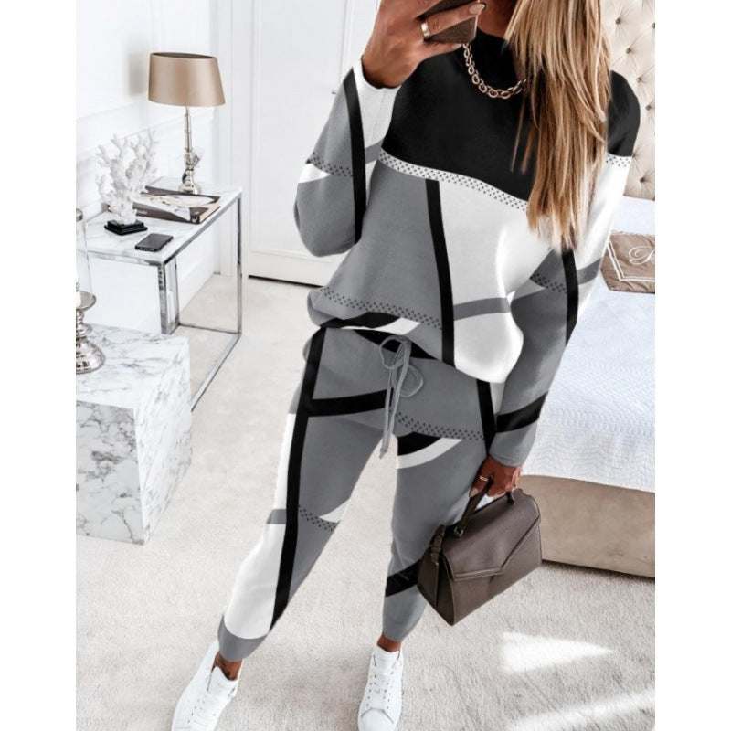 Damen trendy Sweatanzug mit grafischem Muster