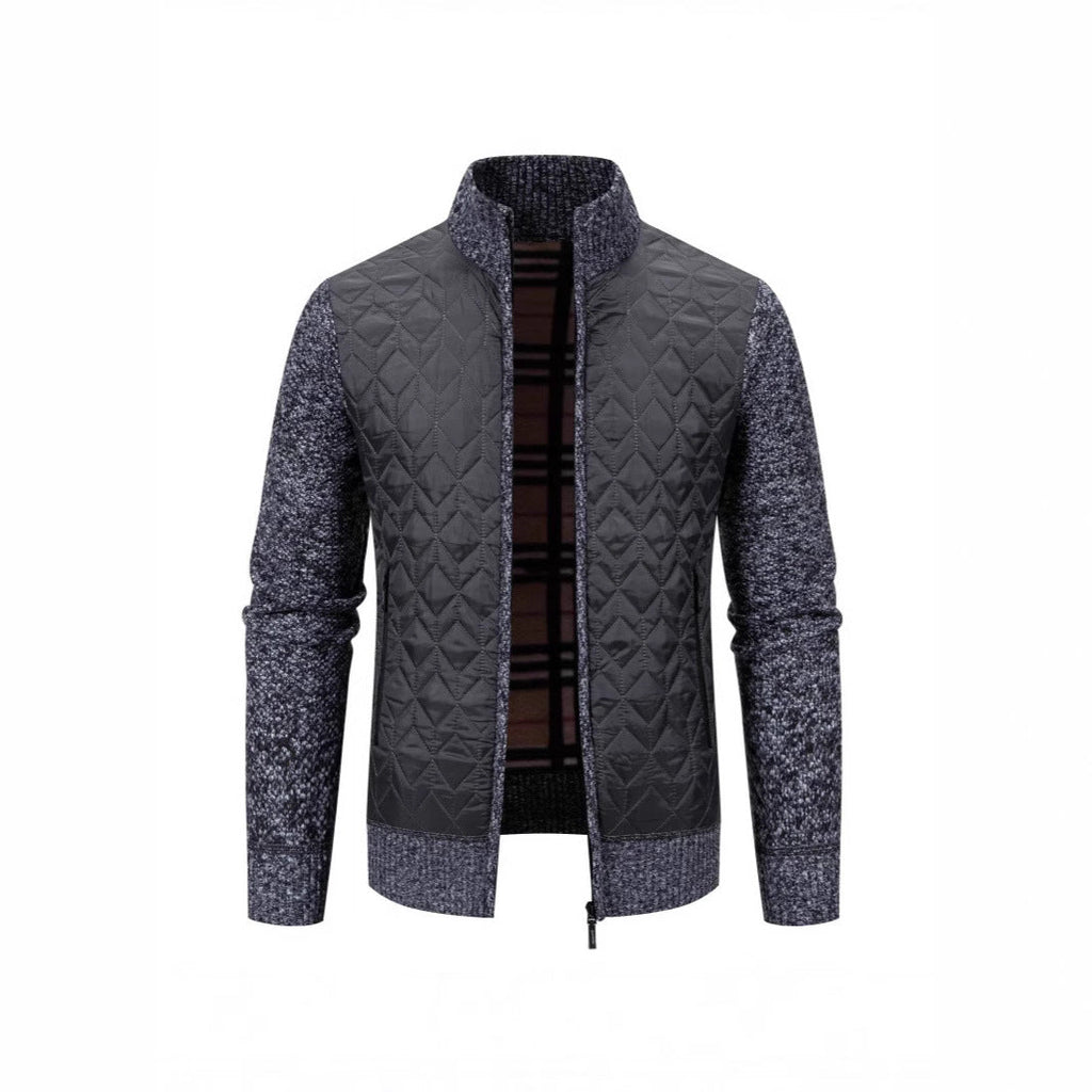 Herren Steppjacke mit hohem Kragen und eleganter Strickästhetik Shopnory