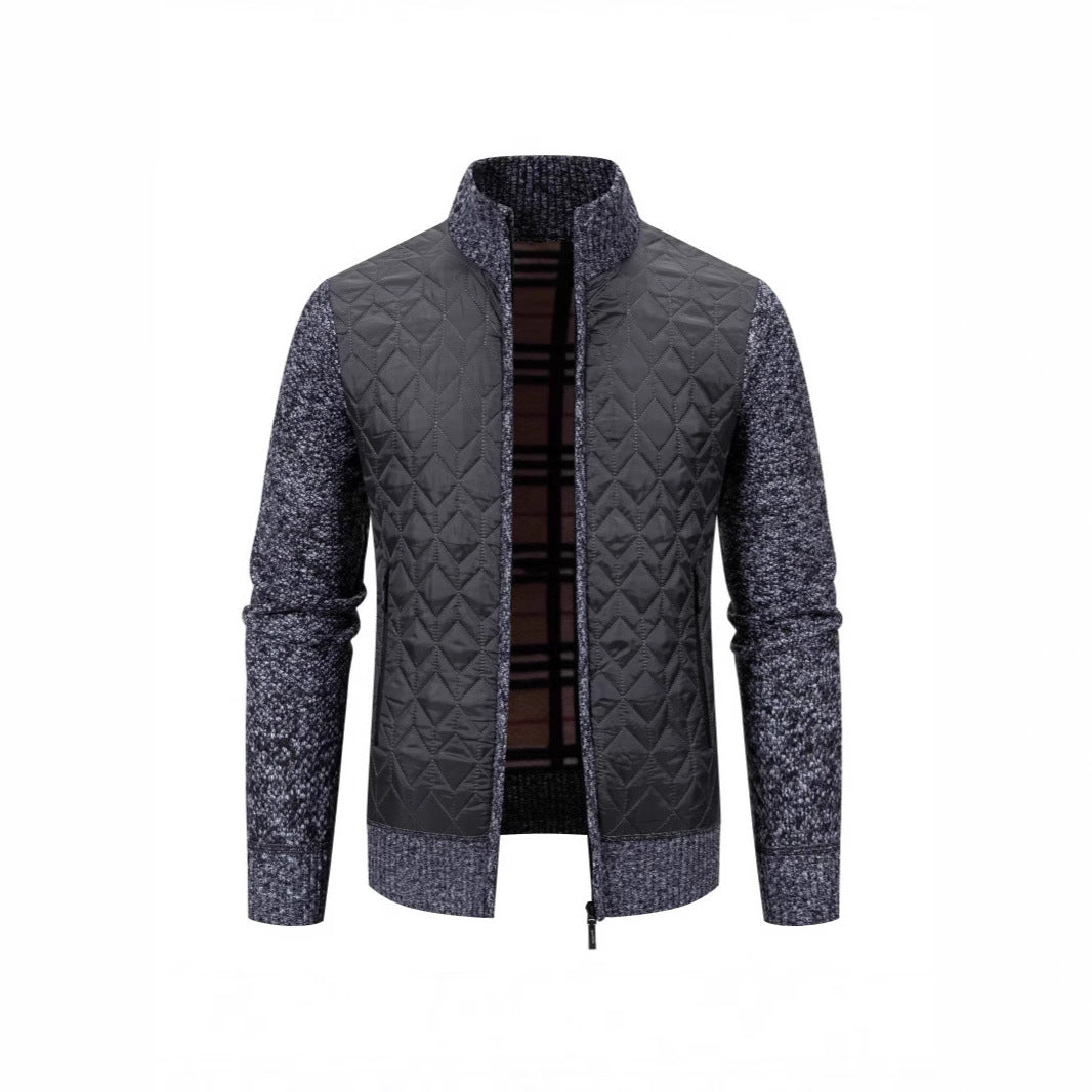 Herren Steppjacke mit hohem Kragen und eleganter Strickästhetik Shopnory