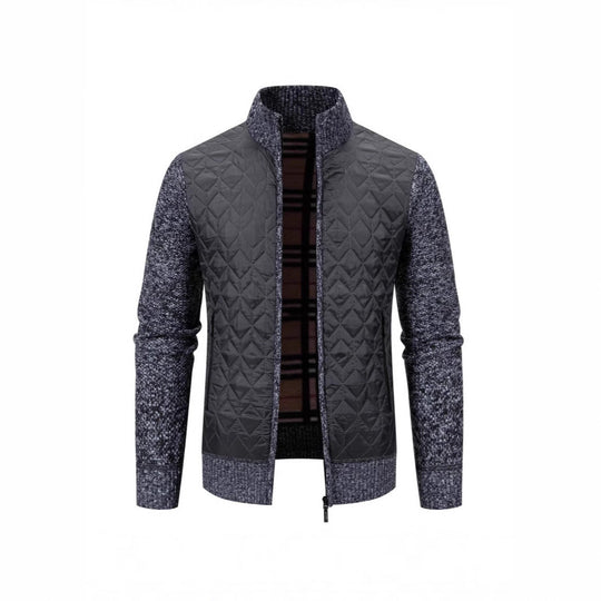 Herren Steppjacke mit hohem Kragen und eleganter Strickästhetik Shopnory