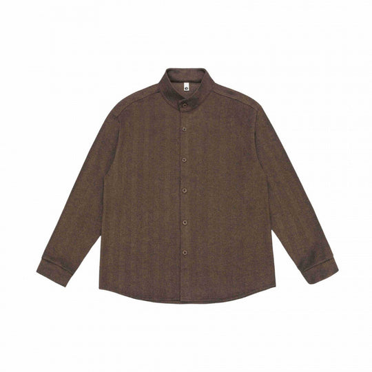 Unisex Oversize-Hemd mit kurzem Stehkragen, durchgehender Knopfleiste und strukturierter Webstruktur Shop Nory