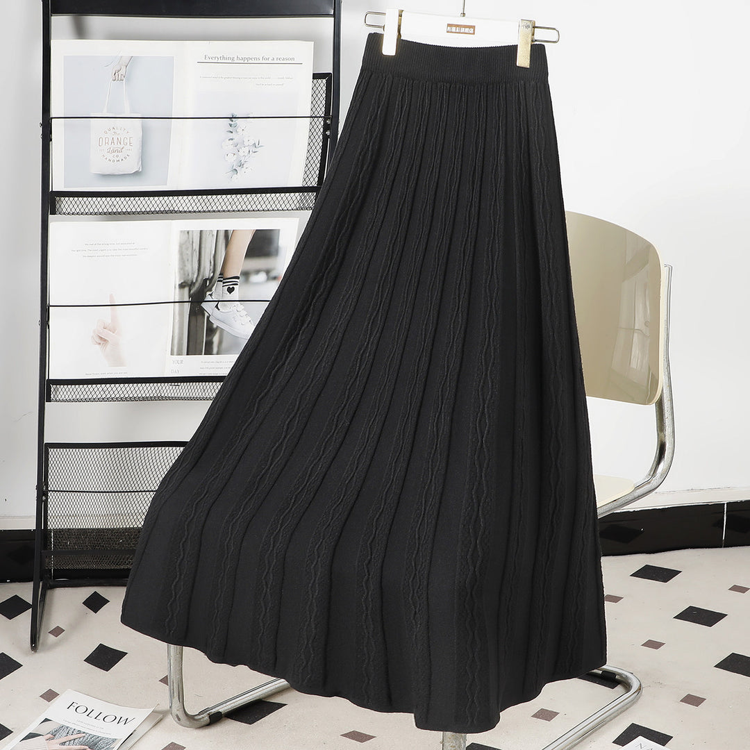 Damen Plissierter Maxirock mit grafischem Zopfmuster Shop Nory