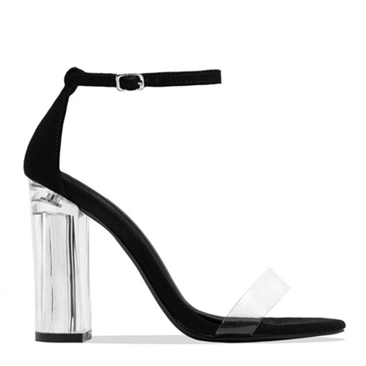 Damen elegante High Heel Sandalen mit transparentem Blockabsatz