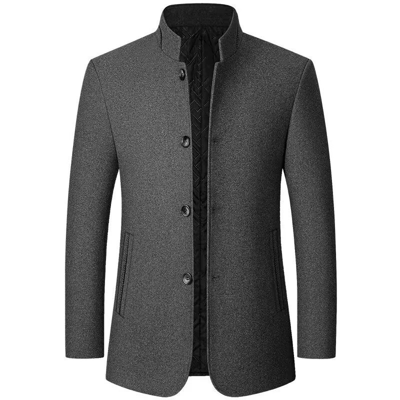Herren Wollmisch-Mantel mit Stehkragen, gesteppter Thermoisolierung und verdeckter Knopfleiste Shop Nory