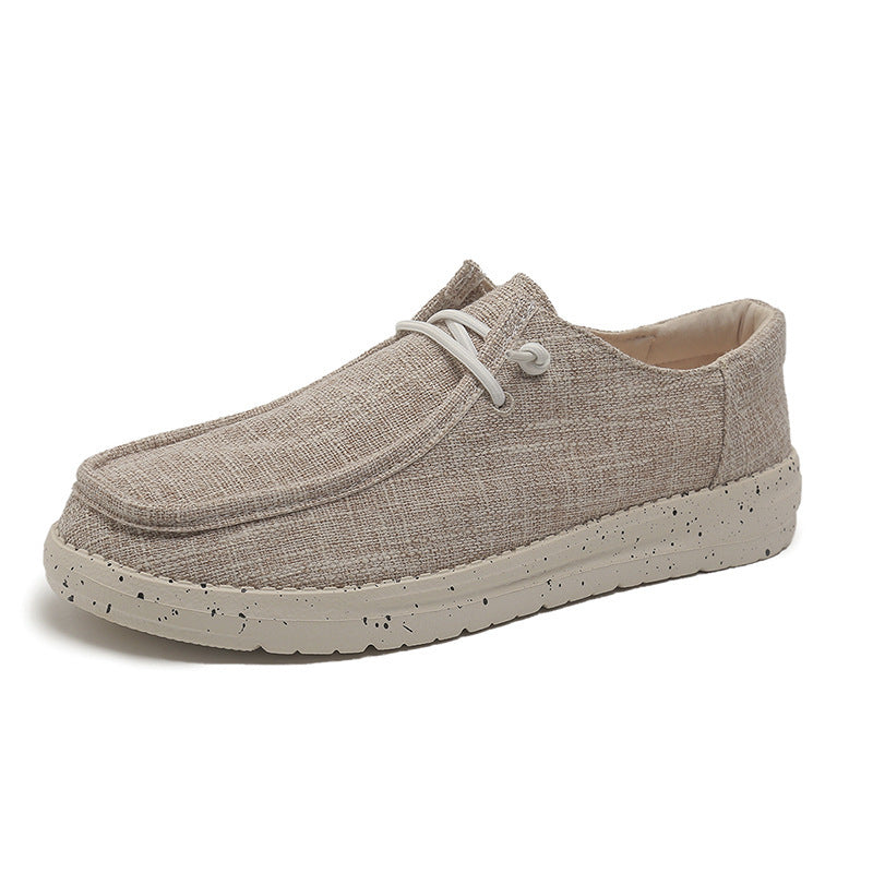 Herren Legerer Canvas-Mokassin-Slipper mit geflochtener Schnürung und gefleckter EVA-Sohle Shopy Nory