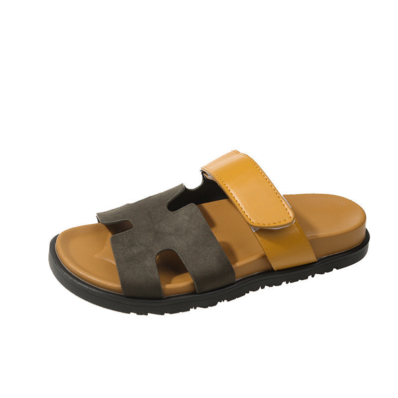 Damen komfortable Veloursleder-Sandalen mit verstellbarem Klettverschluss und rutschfester Sohle Shopnory