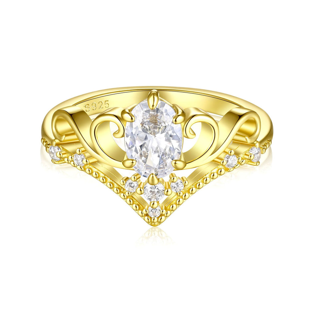 Damen Krone Ring mit funkelnden Zirkonia-Steinen Shop Nory