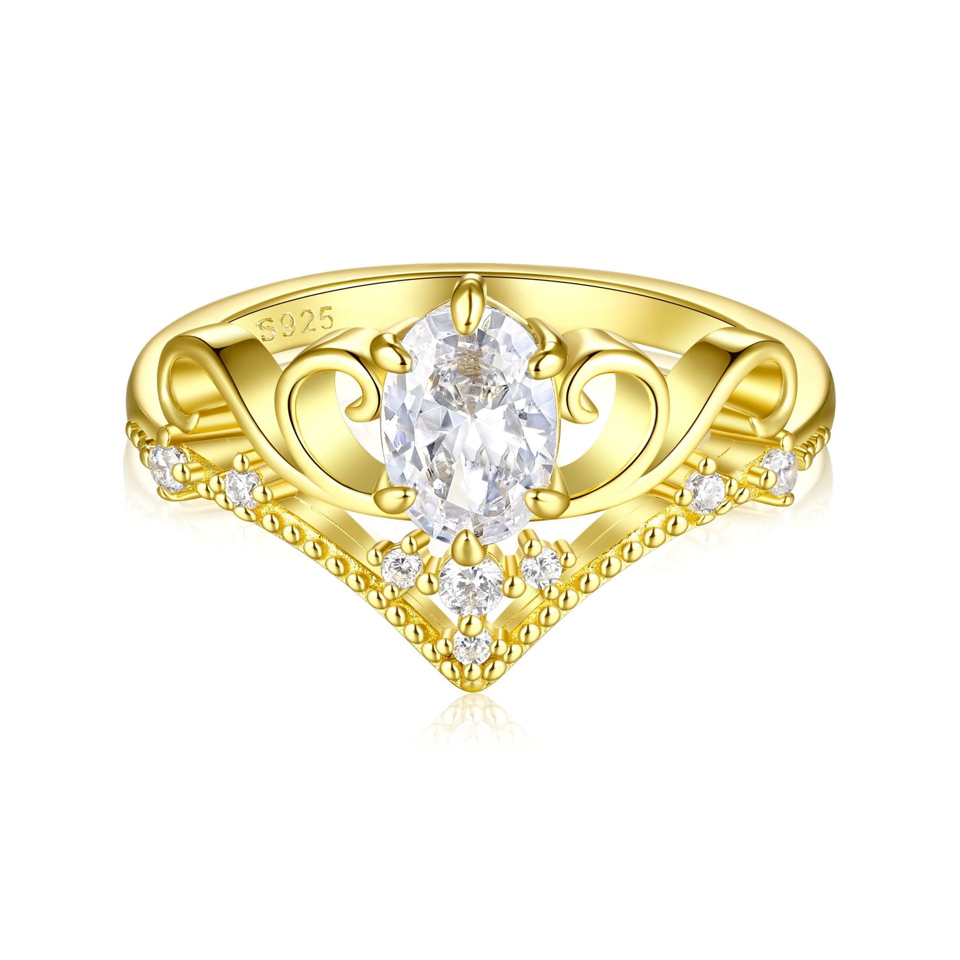 Damen Krone Ring mit funkelnden Zirkonia-Steinen Shop Nory