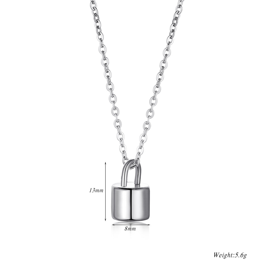 Damen Halskette mit glänzendem Schlossanhänger aus hochwertigem Edelstahl Shop Nory