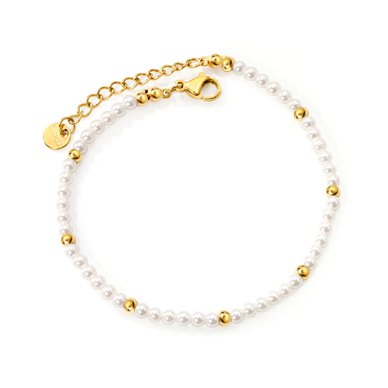 Damen zartes Armband mit Perlen- und goldplattierten Akzenten Shop Nory