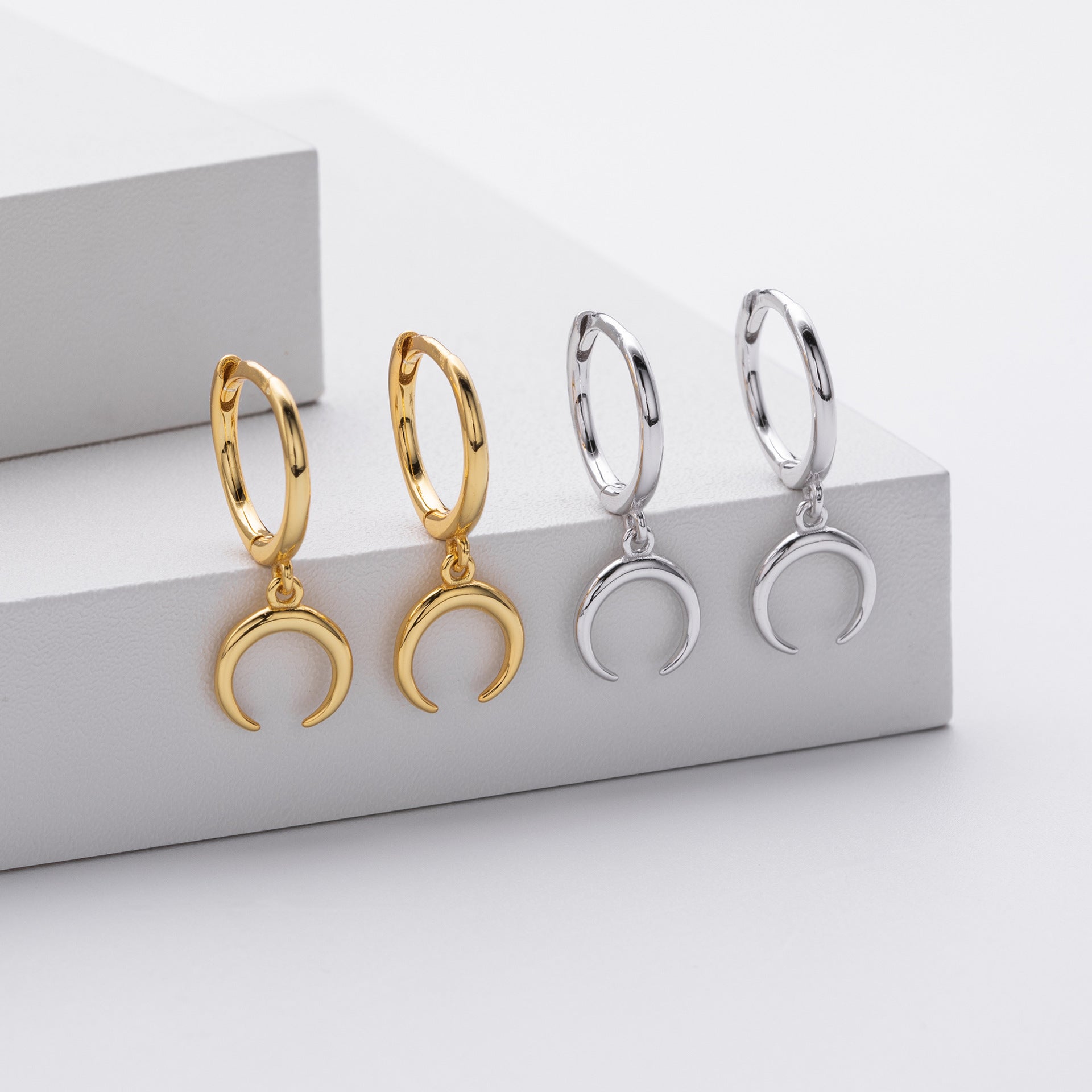 Damen Ohrhänger mit Mondanhänger aus 925 Sterling Silber Shop Nory