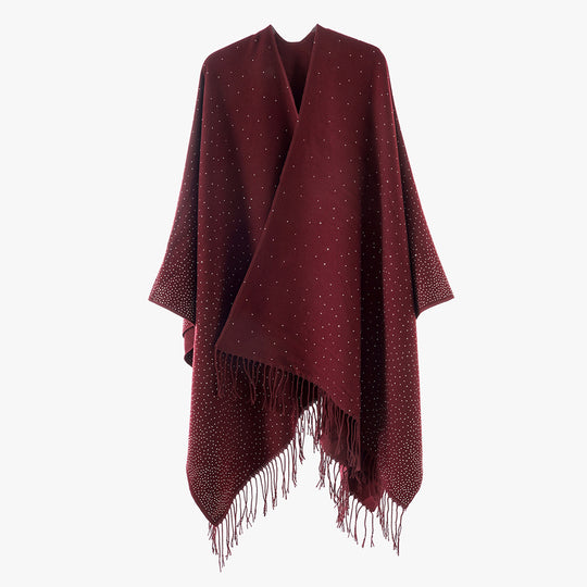 Damen Fransen‑Capeponcho im Oversize‑Fall mit dezentem Pünktchen‑Glanz Shop Nory