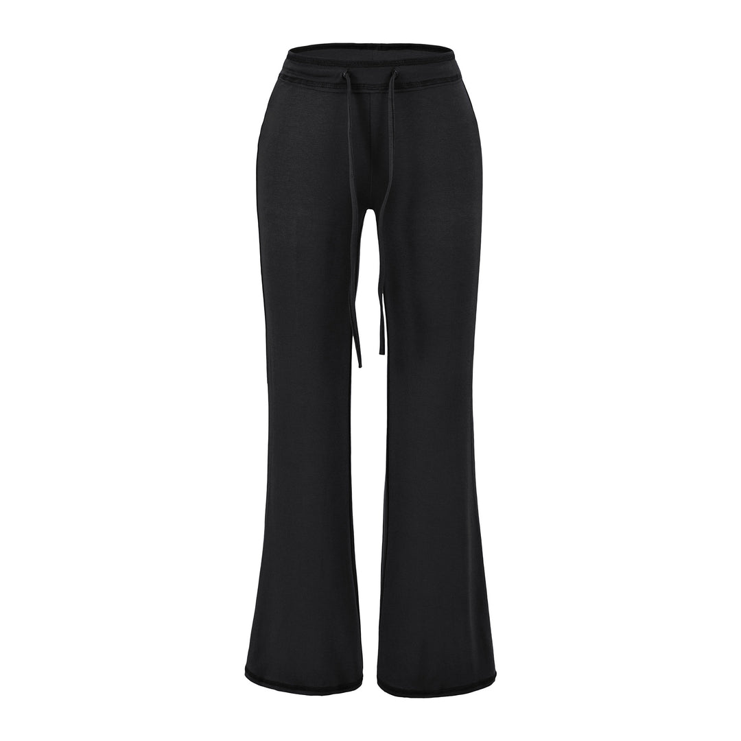 Damen Fließende Jersey-Hose mit hohem Bund, Kordelzug und ausgestelltem Bein Shop Nory